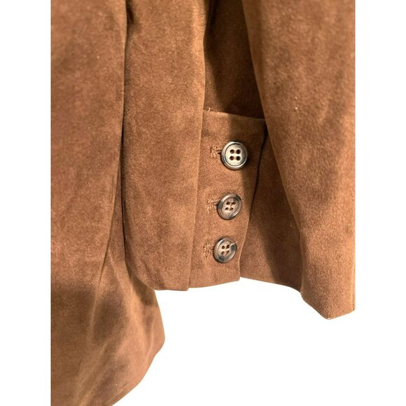 New $198 Free People Paper Cut Faux Suede Vegan Brown Boyfriend Blazer Size M - Picture 9 of 11